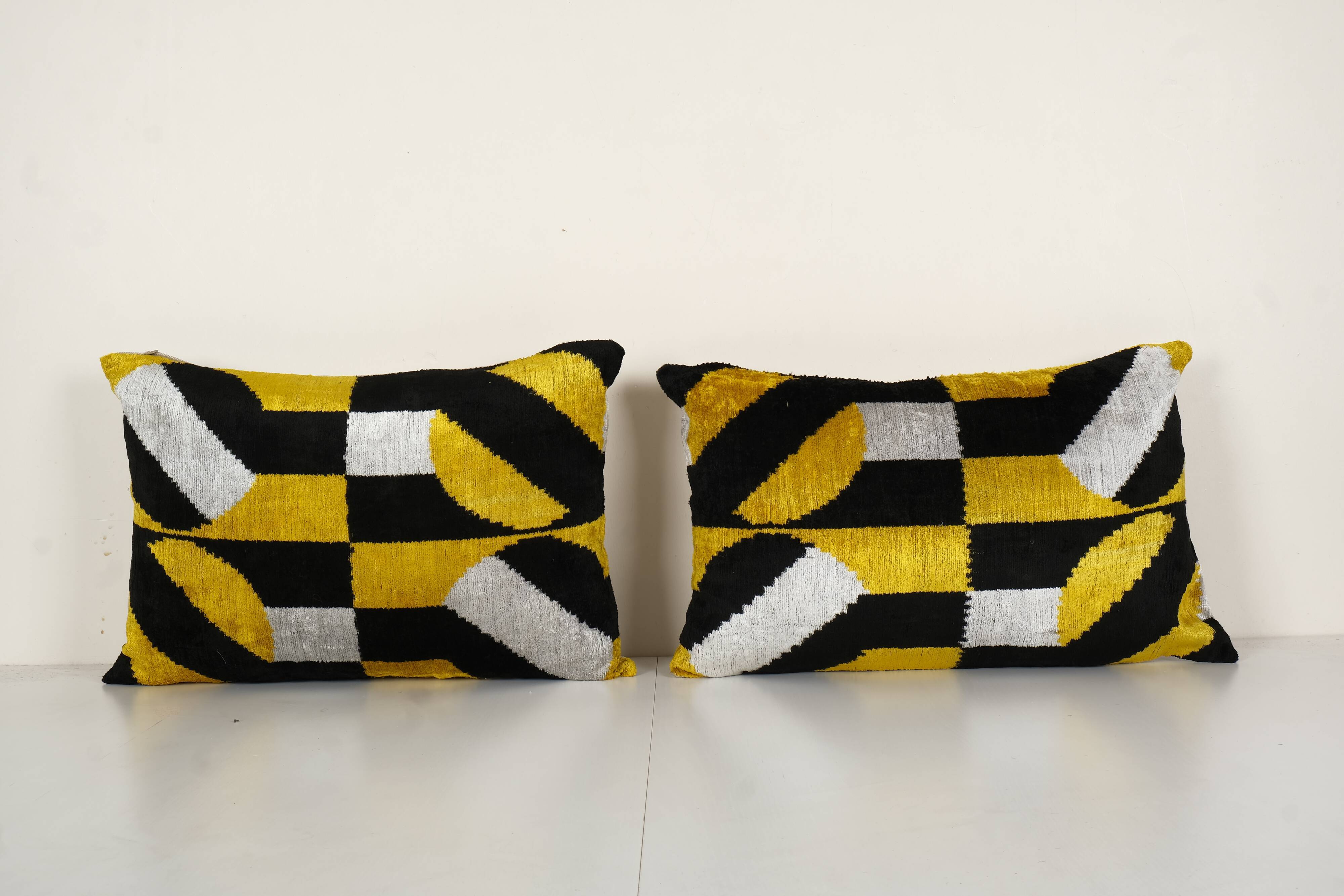 Silk ikat yellow pillowcase