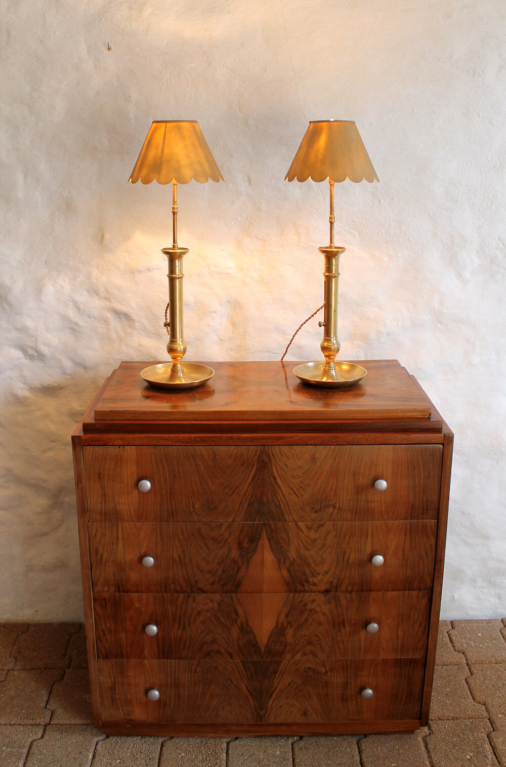 Pair of brass candlesticks lamps
