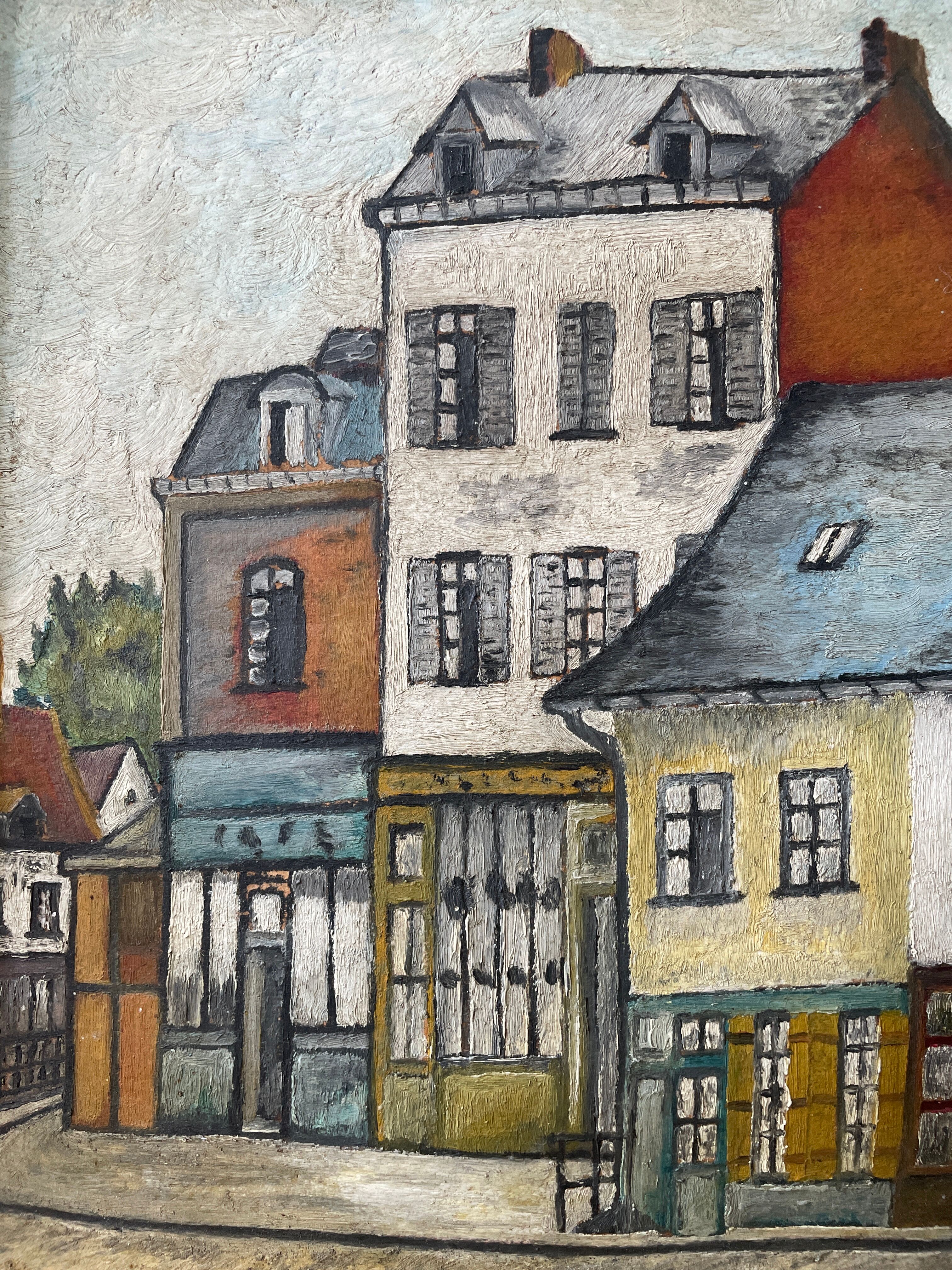 Oil on old cardboard framed and signed