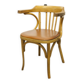 Fauteuil de bureau Baumann modèle 21 1960 assise matelassées skaï brun