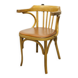 Baumann office armchair model 21 1960 brown skai quilted seat