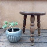 Antique brutalist tripod shepherd's stool 1960/70