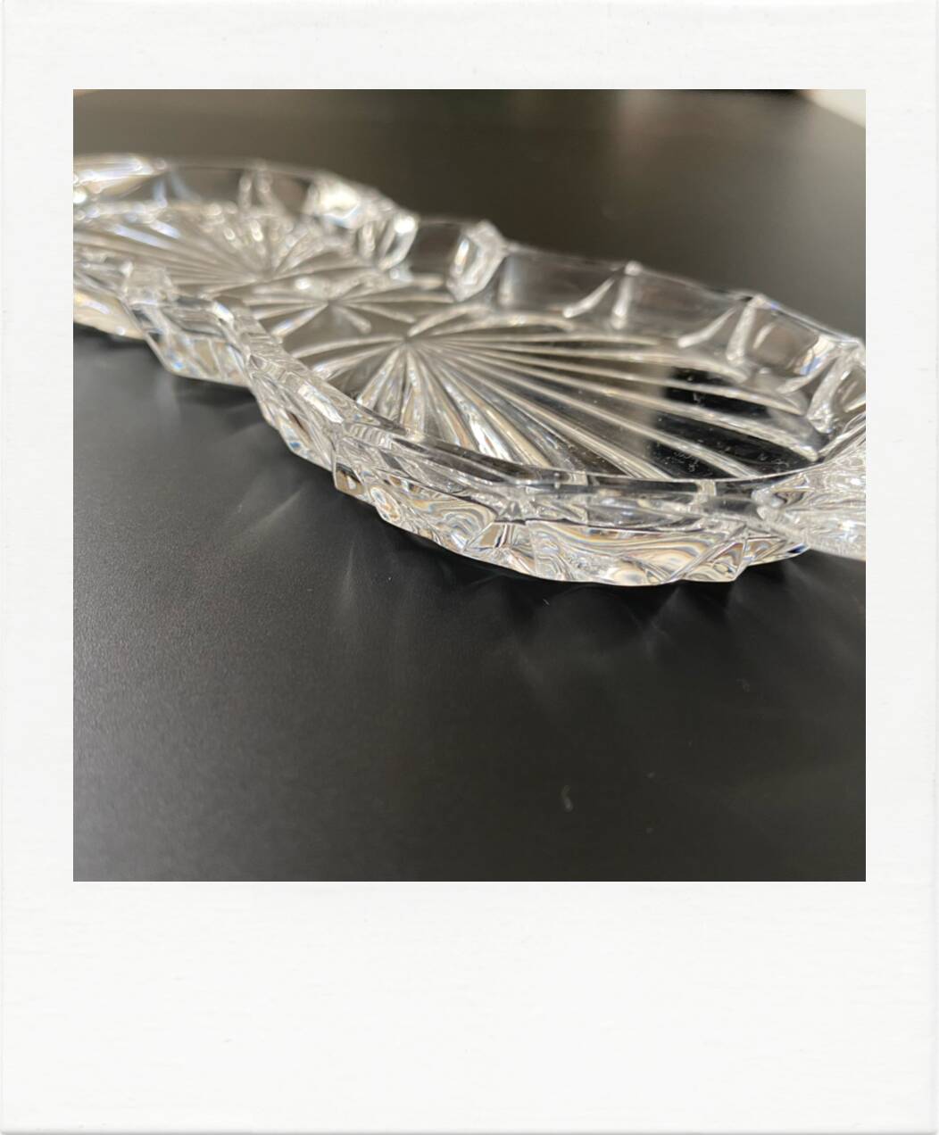 Small chiseled glass dish