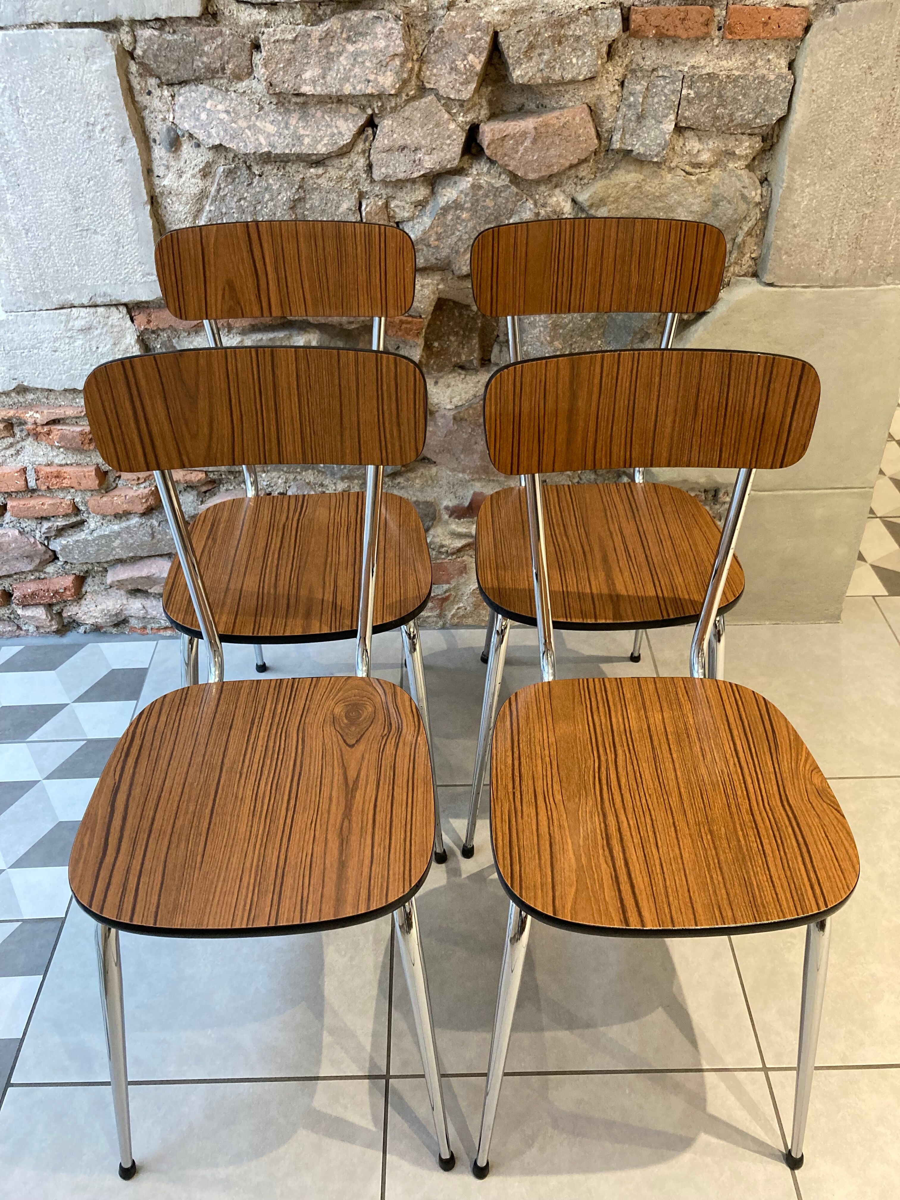 Set of 4 chairs formica imitation wood