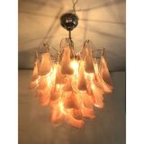 Pink and white “rondine” murano glass chandelier d60