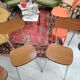Set of 4 chairs in wood-effect Formica and chrome metal - 1970
