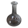 Round-bellied glass carafe with ribbed neck.
