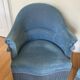 Pair of blue velvet toad armchairs from the 60s