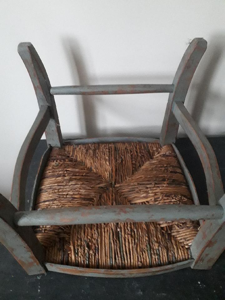 Wooden with braided straw stool