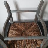 Wooden with braided straw stool