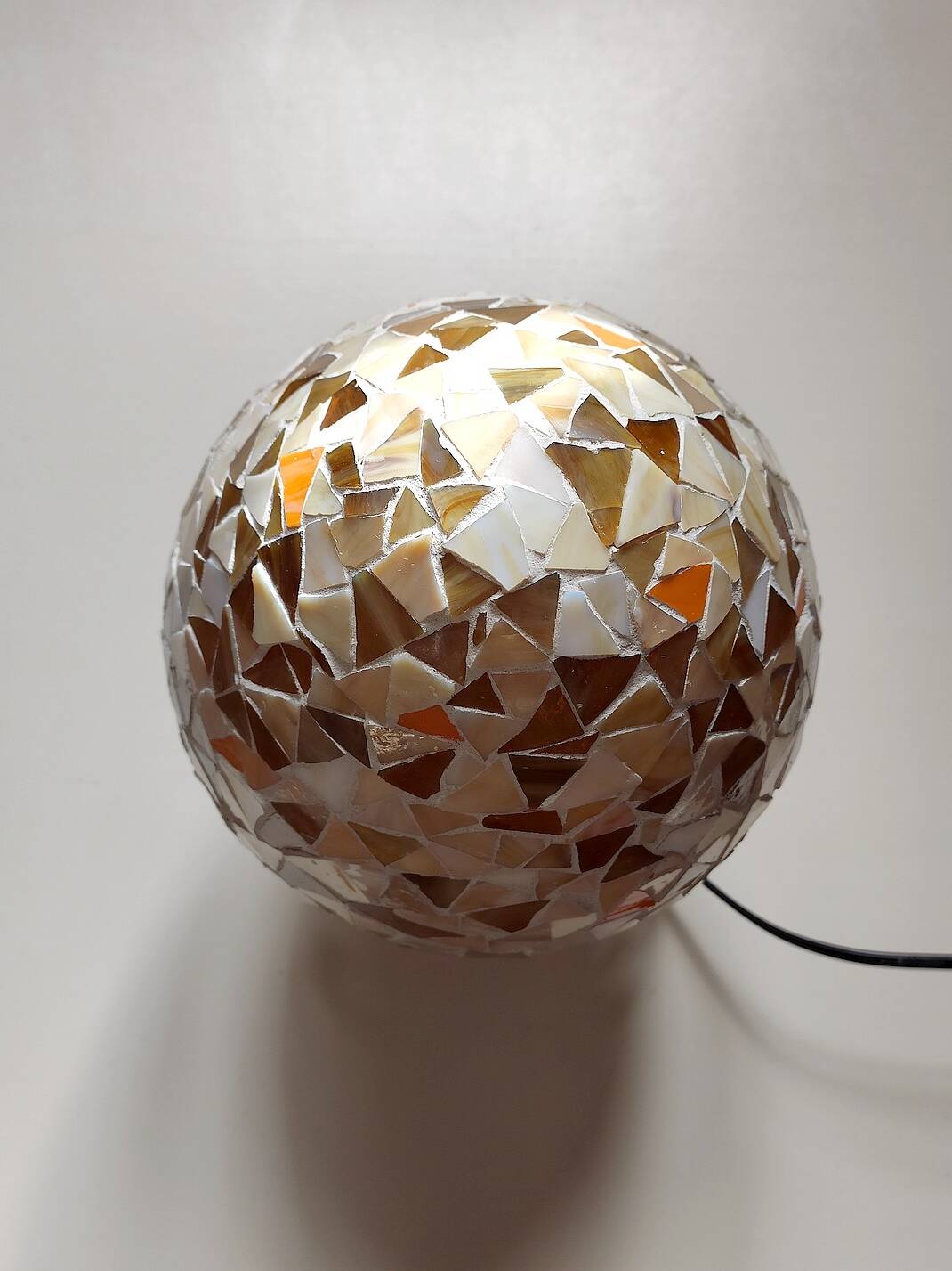Large vintage glass mosaic egg lamp