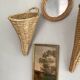 Hanging basket, woven wicker cornucopia