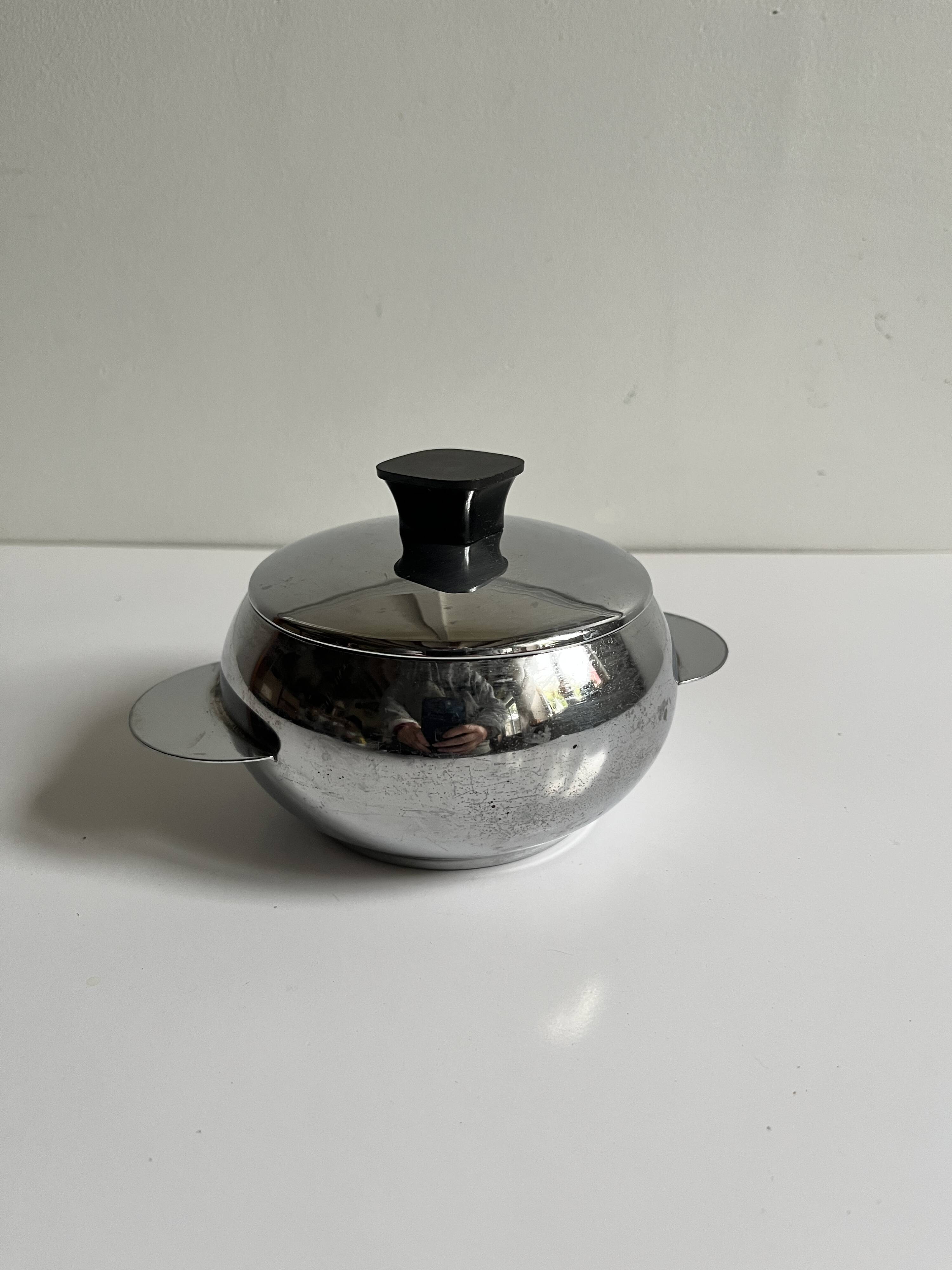 Chrome-plated stainless steel sugar bowl