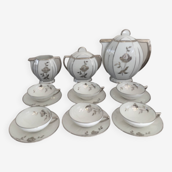 Tea or coffee service - limoges porcelain - art deco
