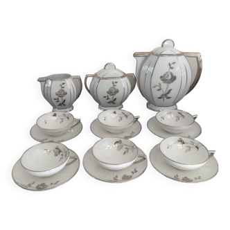 Tea or coffee service - limoges porcelain - art deco