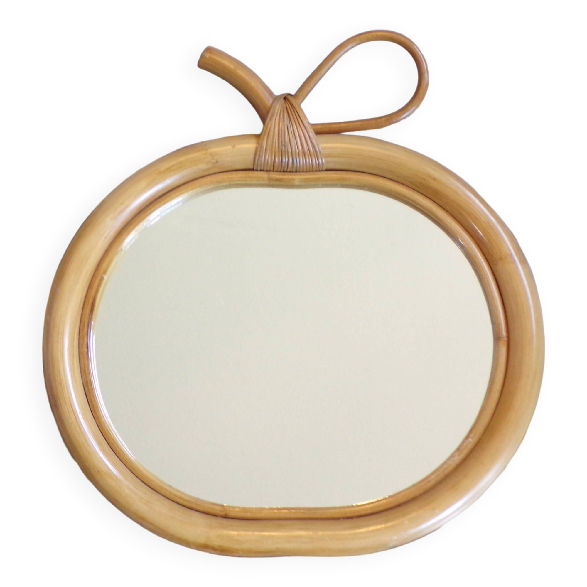 Vintage rattan apple mirror