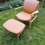 2 "The French Chair" seats by designer Finn Juhl and 1 matching footrest.