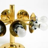 1960s Space Age brass ceiling lamp with 8 glass balls by Kaiser Leuchten