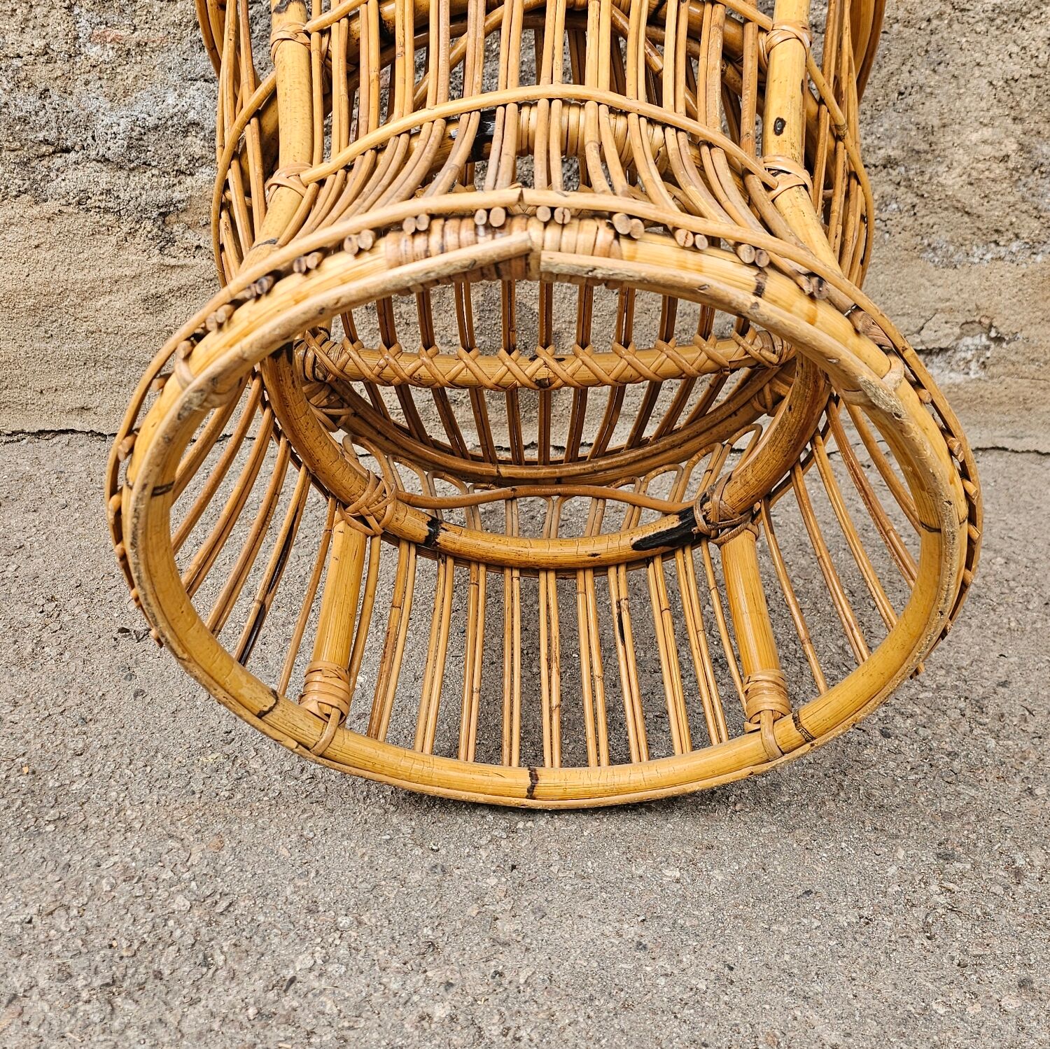 Bamboo and rattan armchair 50s Italy