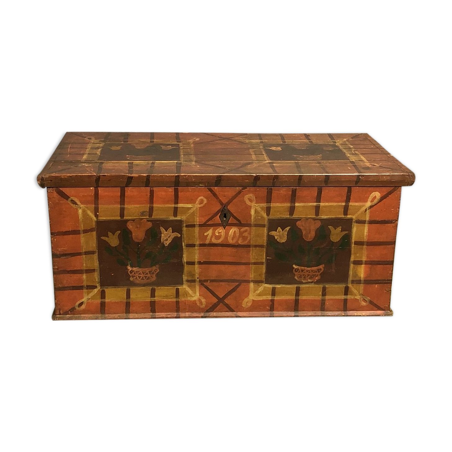 Fir chest with original painting-early twentieth