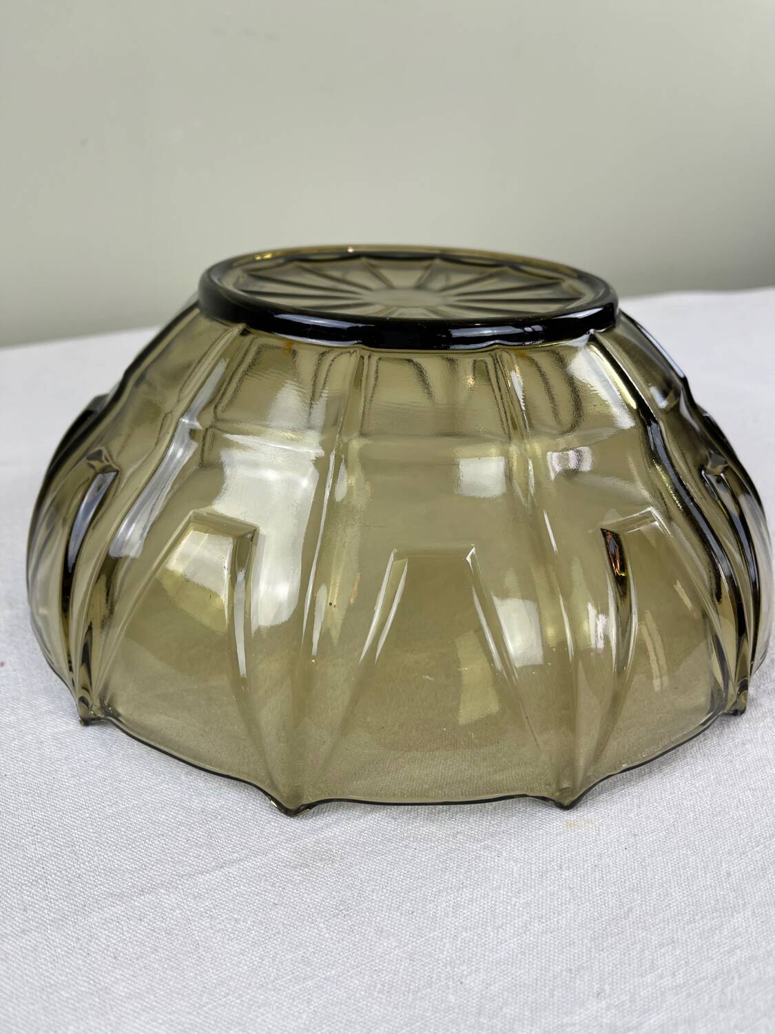 Smoked glass Art Deco salad bowl