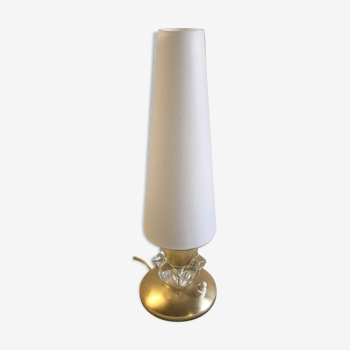 Lampe de table laiton et opaline mid XXème