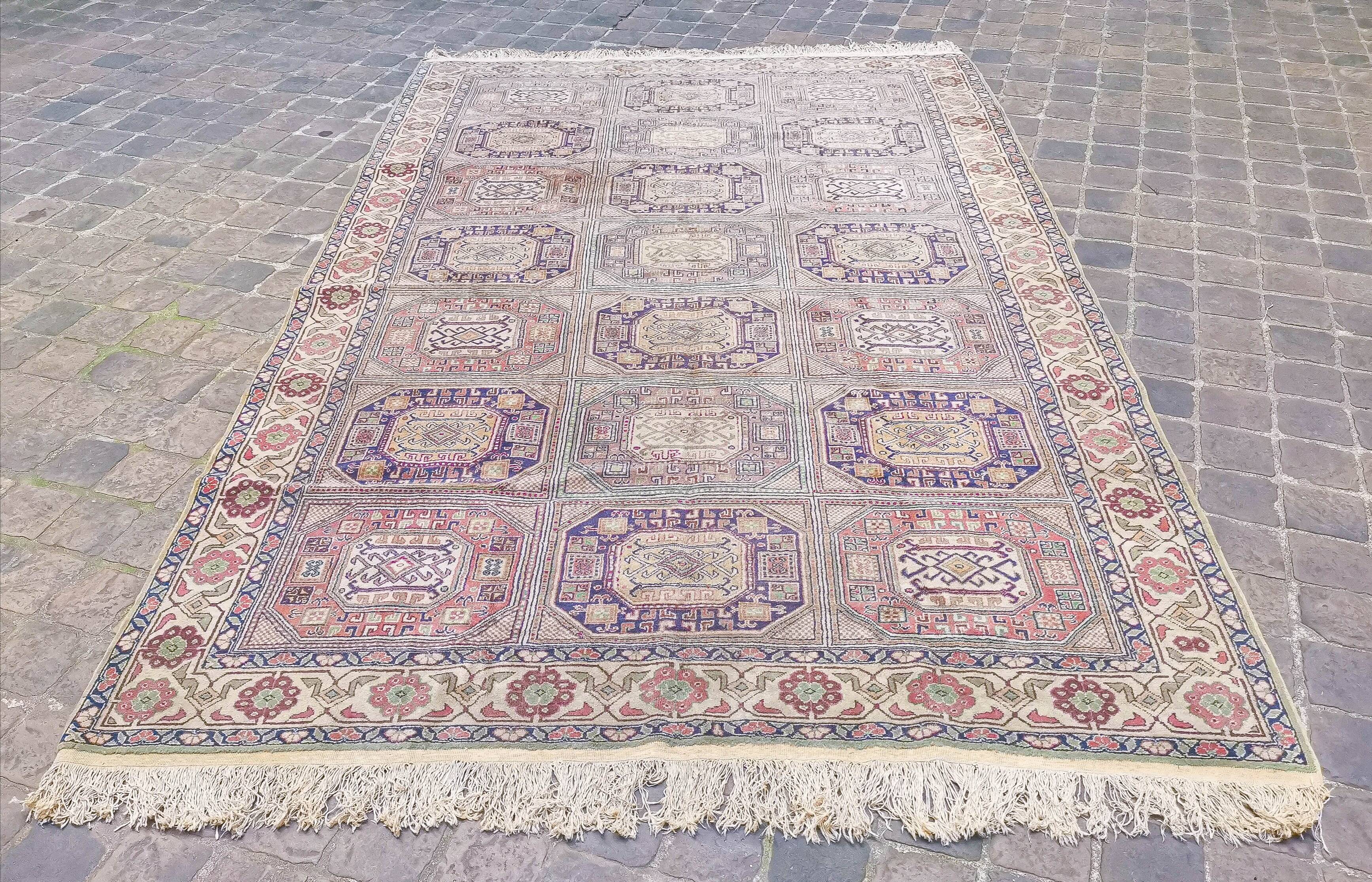 Turkish vintage handmade oriental rug Caesarea 3 x 2 m
