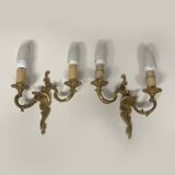 Pair of bronze chandelier wall lights, classic style, Louis XV