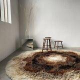 Round vintage wool rug