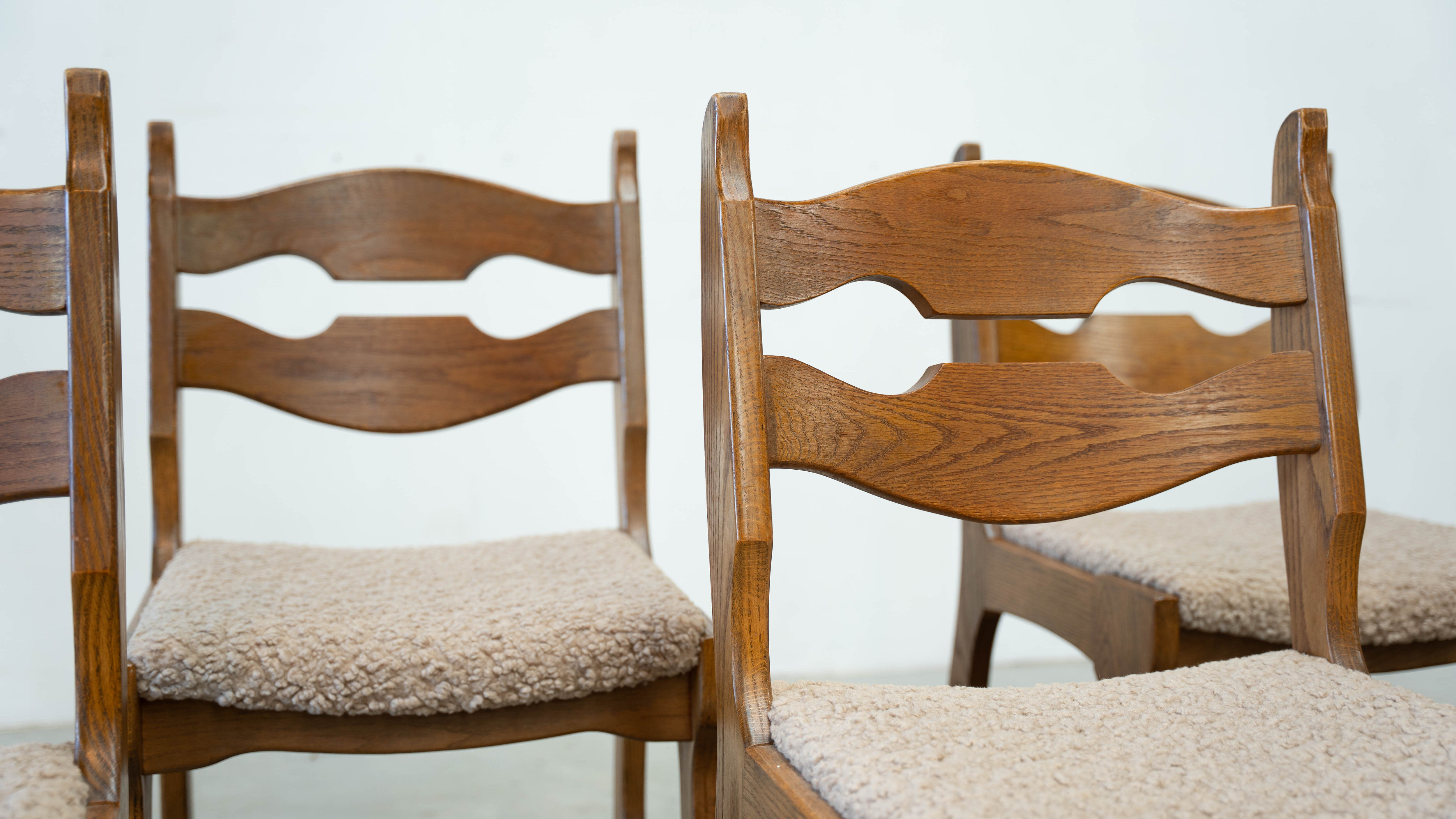 Set of six brutalist razorback dining chairs