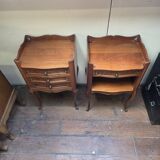 Pair of Louis XV style bedside tables in solid cherry wood