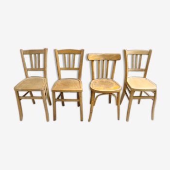 Lot of four various old bistro chairs