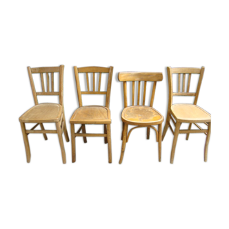 Lot of four various old bistro chairs