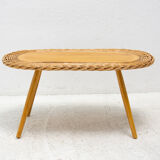 Mid century rattan stool by Jan Kalous for ÚLUV, 1960´s, Czechoslovakia