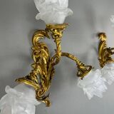 Pair of Rococo Style Gilt Bronze Wall Sconces, Late 19th Century