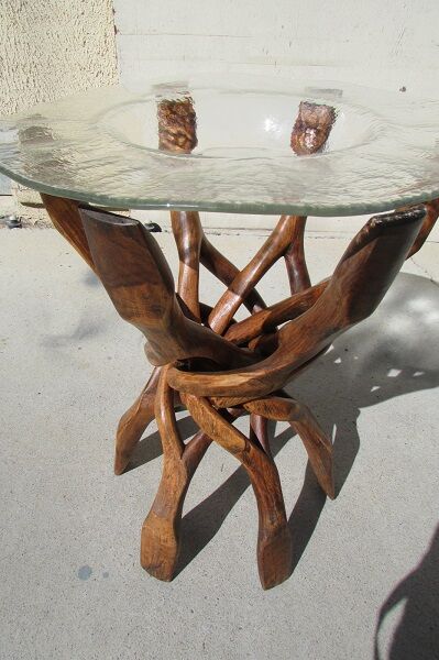 Side table foot six branches intercose and glass tray