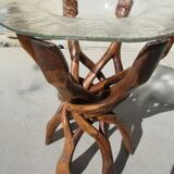Side table foot six branches intercose and glass tray