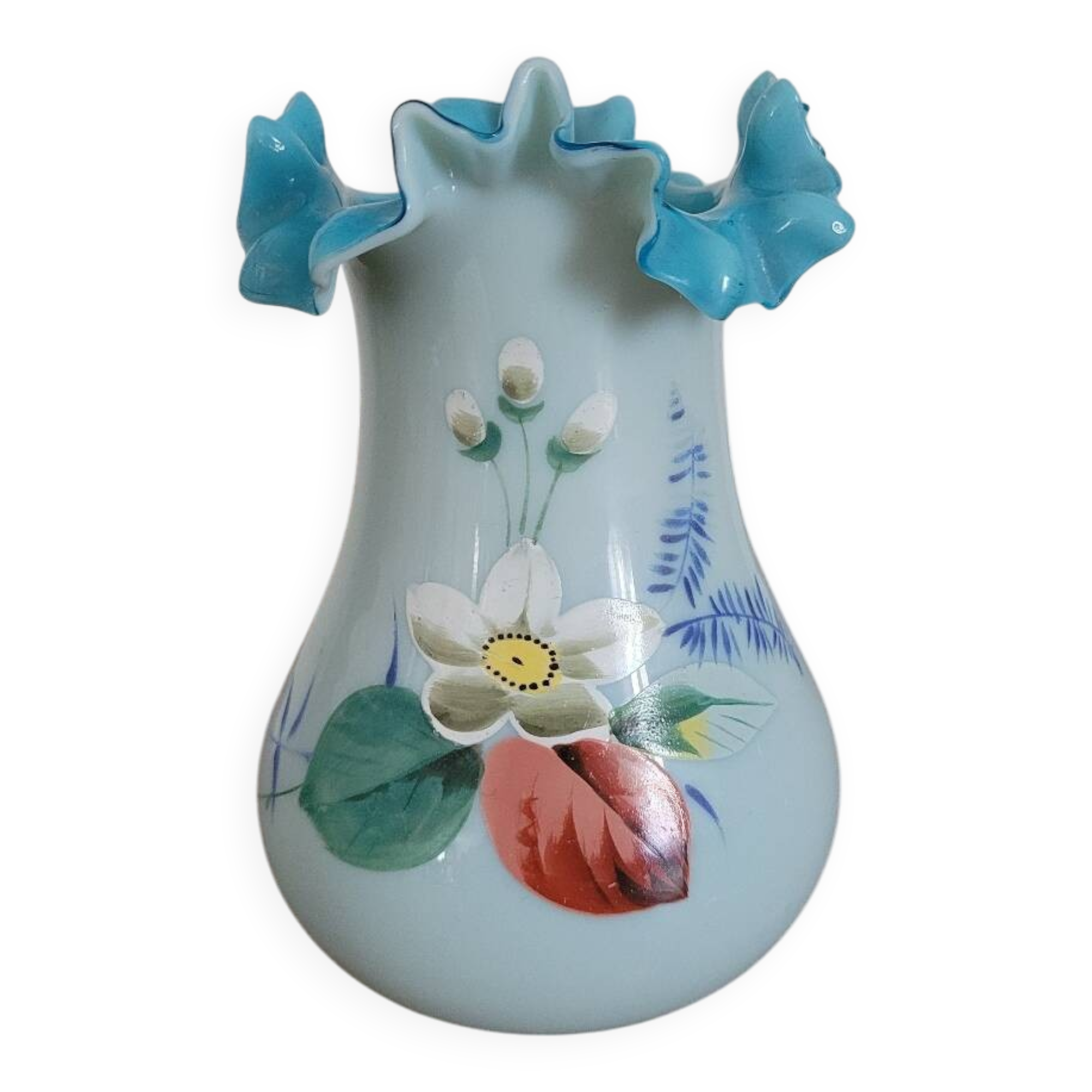 19th century blue opaline vase