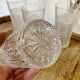 5 vintage glasses with a diamond point pattern