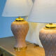 French pair of terracotta ceramic table lamps, 1980s