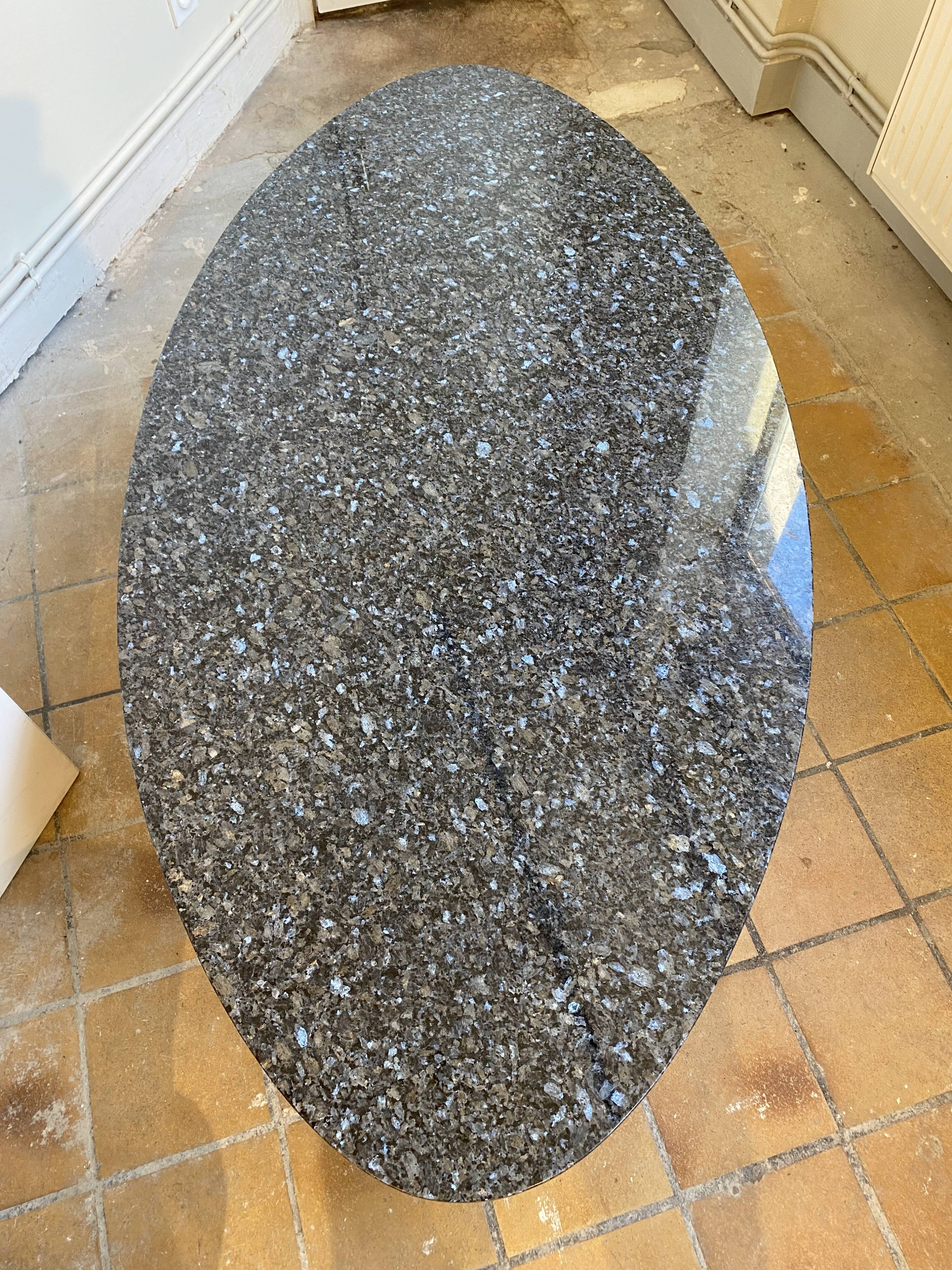 Michel Kin coffee table in blue and black granite, Arflex editions, 1960