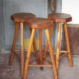 Bar stool X 3, wooden stool, brutalist stool, high stool, die