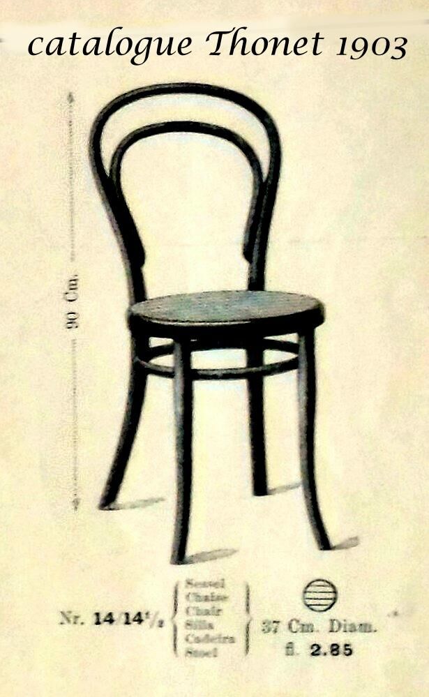 Lot de 5 chaise Thonet bistrot N°14 1/2 cannées