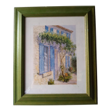 Reproduction d'aquarelle belle entrée d'une maison provençale