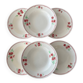 Set of 6 vintage Badonviller soup plates – French earthenware with decoration