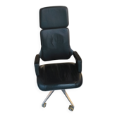 Black leather executive chair - silver interstuhl