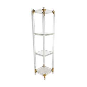 Vintage lucite and brass etagere, 1970s
