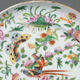 Porcelain plate XIXth Canton with floral decoration birds and butterflies