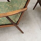 Pair of green flower boomerang armchairs by Antonin Suman for Ton (Thonet)
