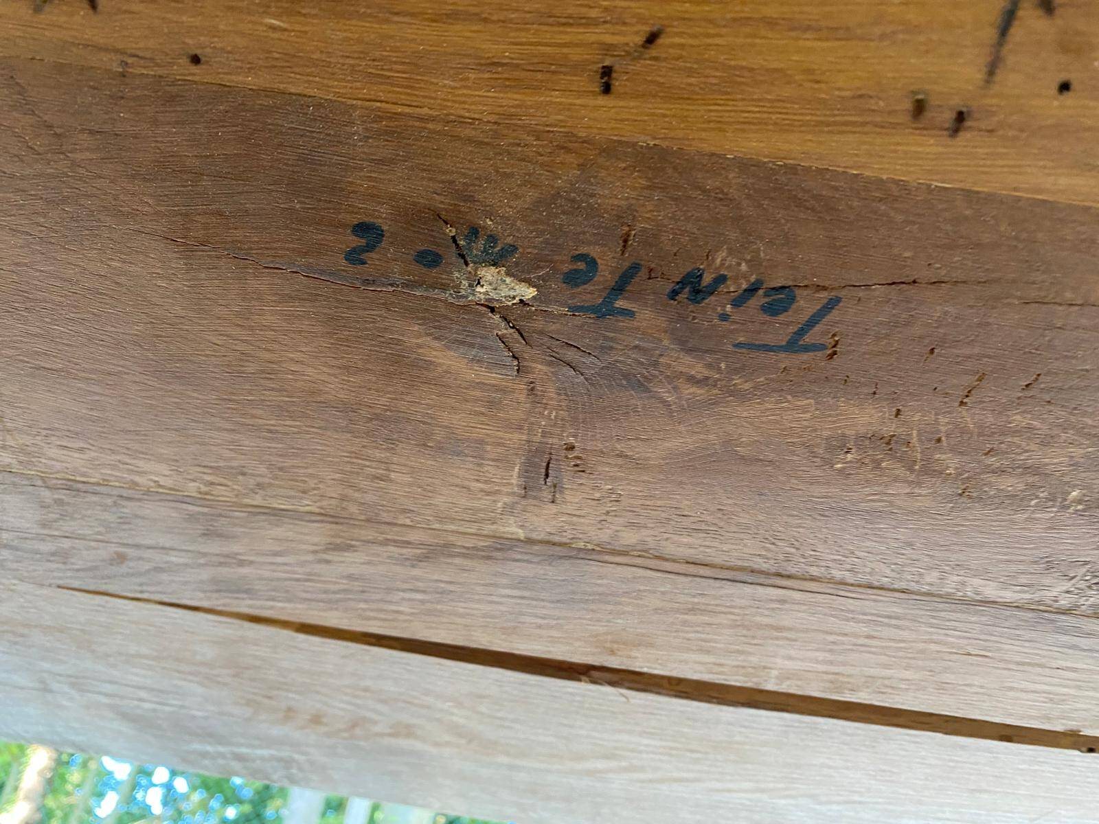 Large stripped solid oak monastery table – 200 cm